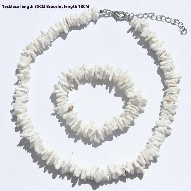 Boho Beach Shell Necklace & Bracelet Set”