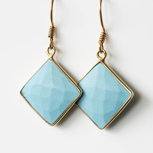 Handmade Eugenia Turquoise Square Drop Earrings